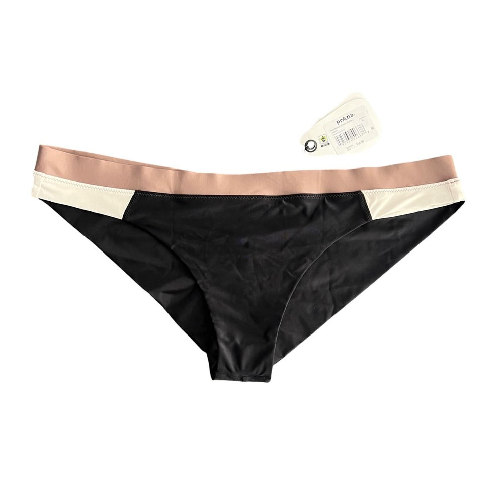 NWT PrAna Women XL Baja Bound Cheeky Bottom Bikini Swim Carob Colorblock 2080641